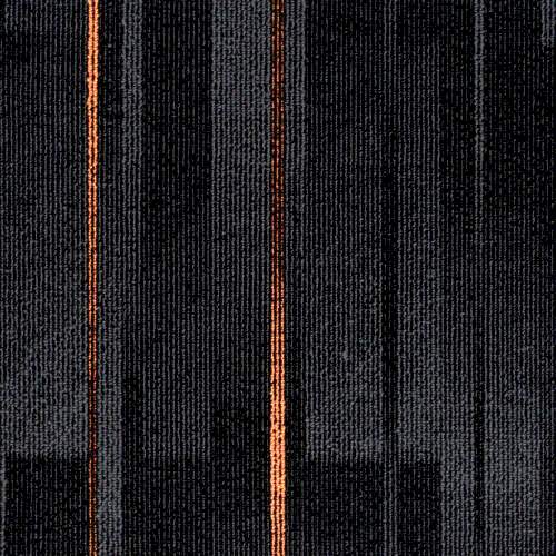 Pasteur 15 karo halı antrasit üzerine turuncu çizgili bir desene sahiptir.